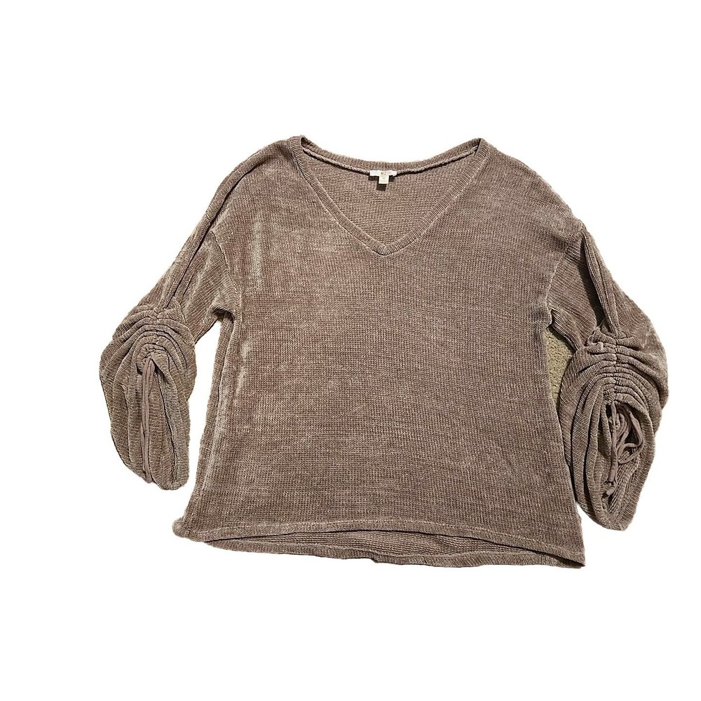 Women's Sweater Mauve with ruched sleeves Medium M